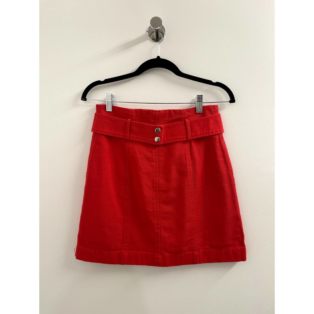INTERMIX Red Denim Mini Skirt Size 4